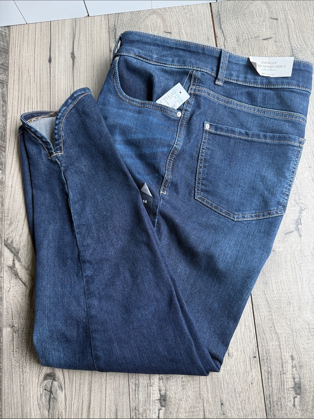 Maurices Dark Blue Stretch Skinny Jeans Everflex Super Skinny Ankle 14 high rise